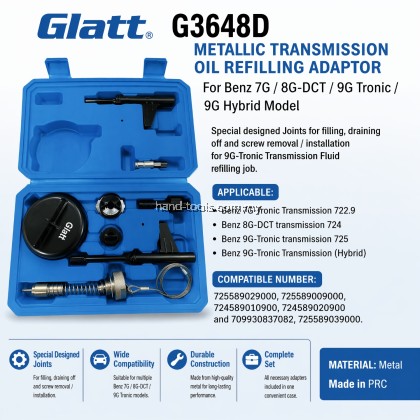 Glatt G3648D Metallic Transmission Oil Refilling Adaptor For Benz 7G / 8G-DCT / 9G Tronic / 9G Hybrid Model